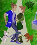 drawing of a couple in the park